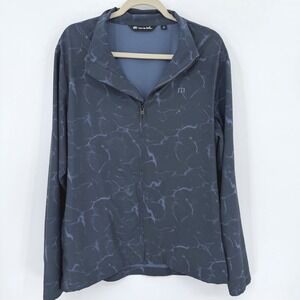 Travis Mathew Mens L Blue Abstract Full Zip Golf‎ Jacket Lightweight